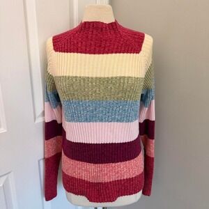 VINTAGE MULTICOLOR STUDIO WORKS STRIPED MOCK NECK SWEATER